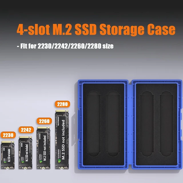 Alt view image 3 of 7 - 4-Slot M.2 SSD Case for NVMe/SATA 2280/2230 Drives, Blue