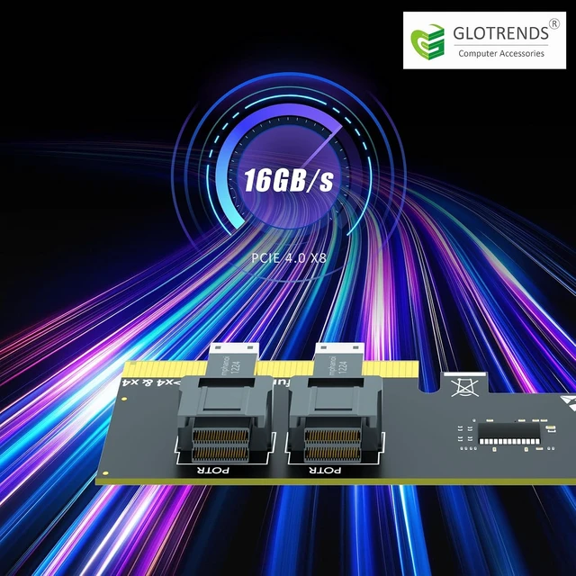 Alt view image 4 of 7 - SF02 2-Port SFF-8643 to PCIe 4.0 X8, Bifurcation Required