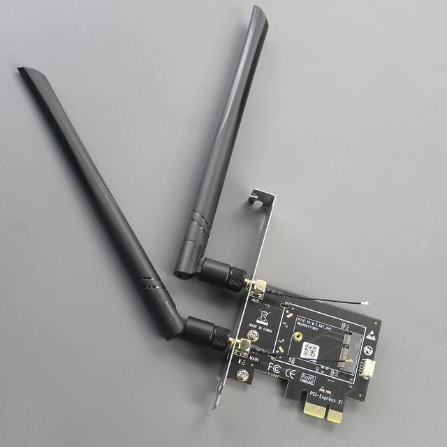 Alt view image 2 of 7 - WA01 M.2 E Key to PCIe X1 WiFi Bluetooth Adapter for M.2 WiFi 4/5/6/6e/7/Coral TPU Module, with 6-dBi SMA Antenna Kits