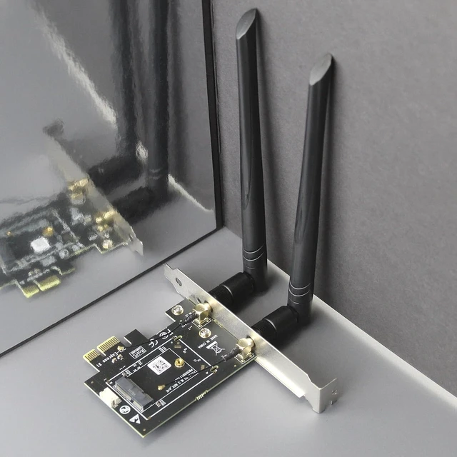 Alt view image 3 of 7 - WA01 M.2 E Key to PCIe X1 WiFi Bluetooth Adapter for M.2 WiFi 4/5/6/6e/7/Coral TPU Module, with 6-dBi SMA Antenna Kits