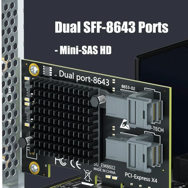 Alt view image 6 of 7 - SF22 2-Port SFF-8643 to PCIe 3.0 X4, Bifurcation Built-in