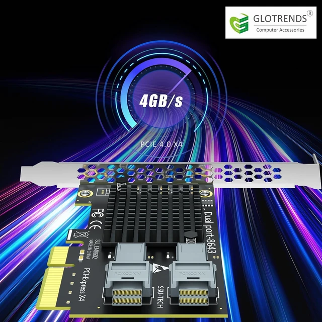 Alt view image 5 of 7 - SF22 2-Port SFF-8643 to PCIe 3.0 X4, Bifurcation Built-in