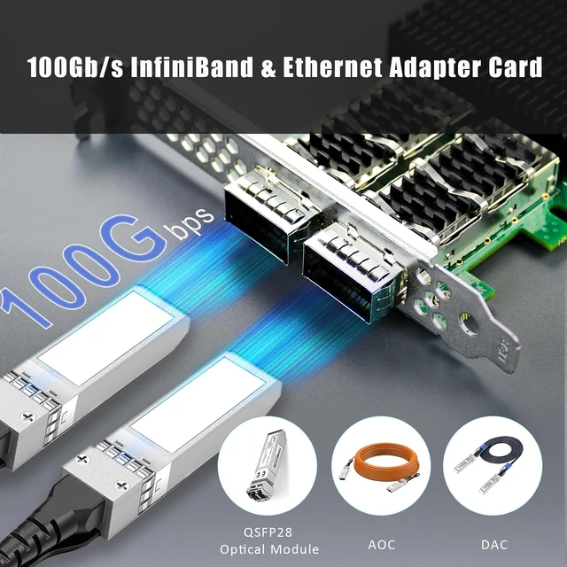 Alt view image 2 of 7 - 100Gb QSFP28 NIC, ConnectX-4 VPI, EDR InfiniBand / 100GbE