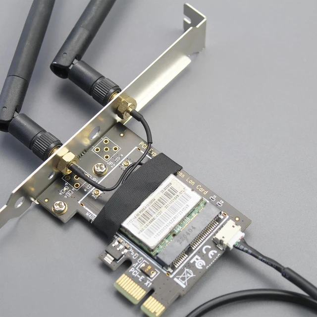 Alt view image 6 of 7 - WA02 Mini PCIe to PCIe X1 WiFi Bluetooth Adapter for Mini PCIe WiFi 4/5/6/6e Module/Coral TPU Module, with 3.5-dBi SMA Antenna Kits