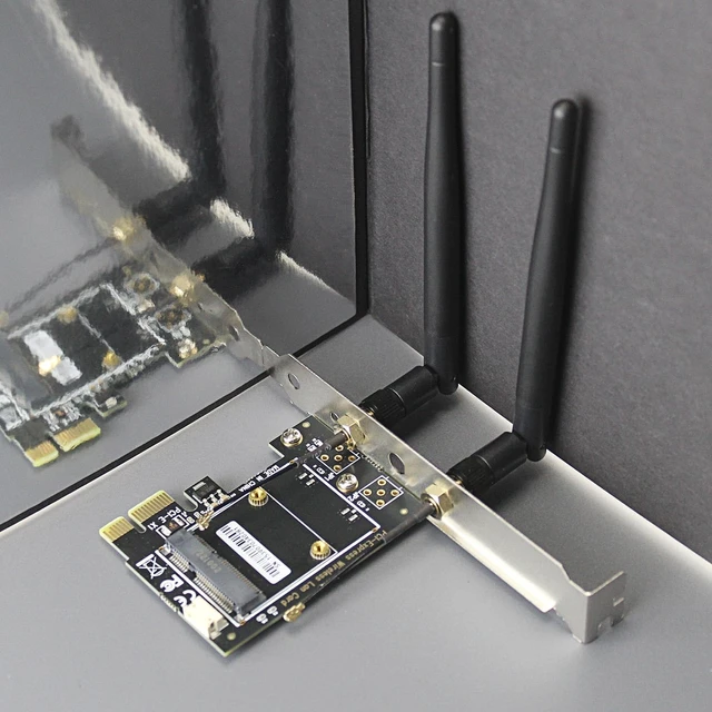 Alt view image 3 of 7 - WA02 Mini PCIe to PCIe X1 WiFi Bluetooth Adapter for Mini PCIe WiFi 4/5/6/6e Module/Coral TPU Module, with 3.5-dBi SMA Antenna Kits