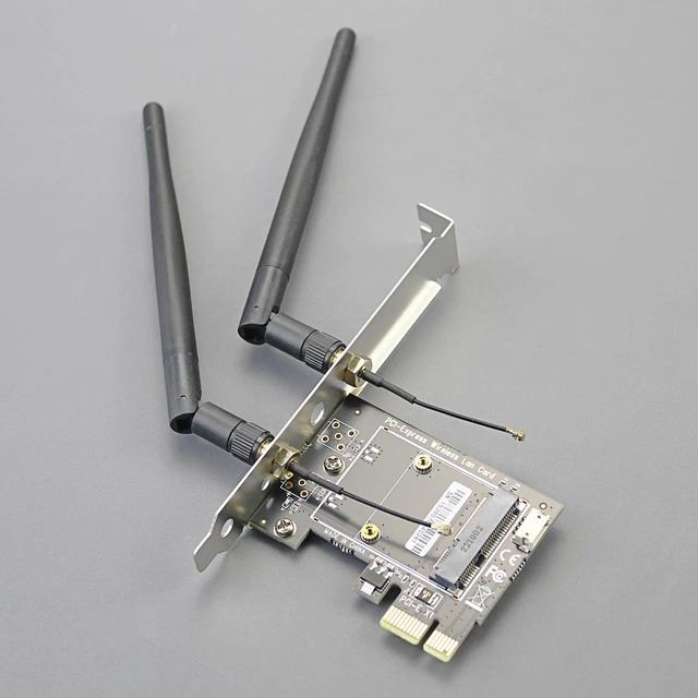 Alt view image 2 of 7 - WA02 Mini PCIe to PCIe X1 WiFi Bluetooth Adapter for Mini PCIe WiFi 4/5/6/6e Module/Coral TPU Module, with 3.5-dBi SMA Antenna Kits