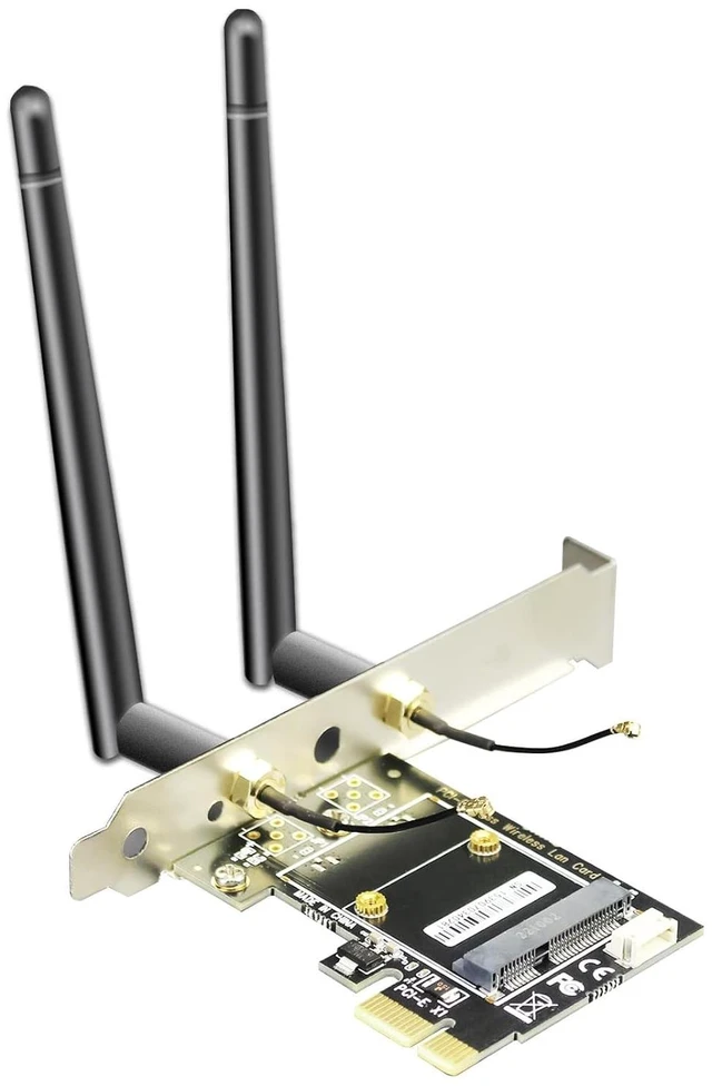Main image of WA02 Mini PCIe to PCIe X1 WiFi Bluetooth Adapter for Mini PCIe WiFi 4/5/6/6e Module/Coral TPU Module, with 3.5-dBi SMA Antenna Kits