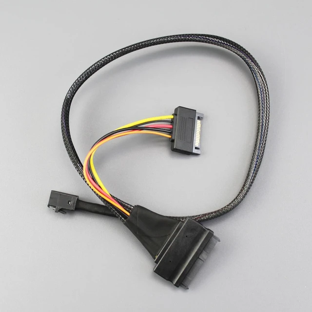 Alt view image 2 of 7 - 12G Mini-SAS(SFF-8643) to U.2 (SFF-8639) NVMe SSD Cable 0.5M with U.2 SSD Mounting Bracket (PCI-SFF8643)