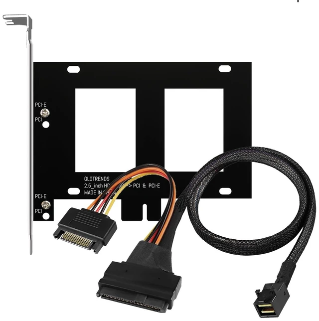 Main image of 12G Mini-SAS(SFF-8643) to U.2 (SFF-8639) NVMe SSD Cable 0.5M with U.2 SSD Mounting Bracket (PCI-SFF8643)