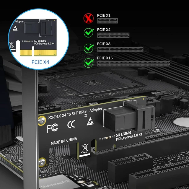 Alt view image 6 of 7 - SF01 SFF-8643 (Mini-SAS HD) to PCIe 4.0 X4 Adapter for U.2 SSD