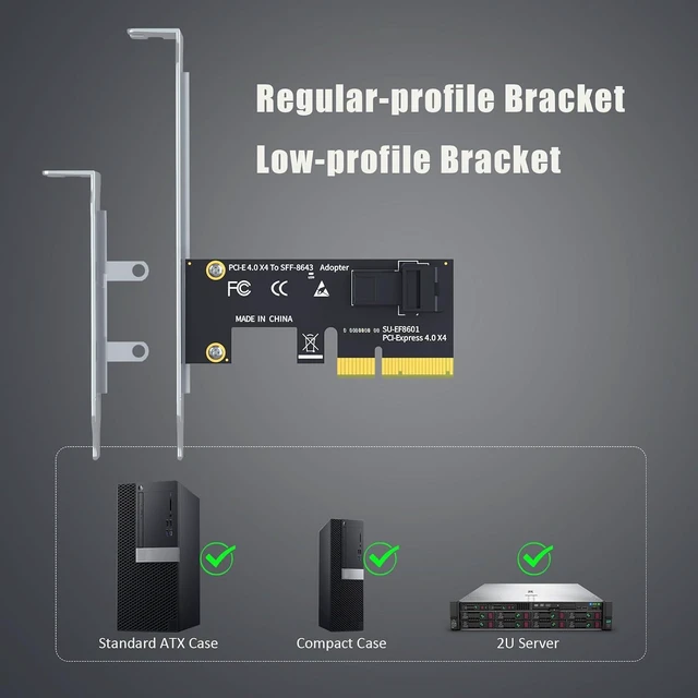 Alt view image 7 of 7 - SF01 SFF-8643 (Mini-SAS HD) to PCIe 4.0 X4 Adapter for U.2 SSD