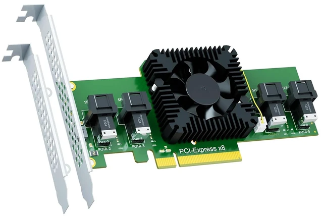 Main image of SF44 4-Port SFF-8643 to PCIe 3.0 X8, Bifurcation Built-in