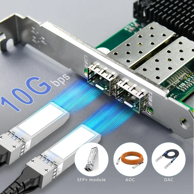Alt view image 2 of 7 - 2-Port 10Gb PCIe Network Card, Mellanox ConnectX-3, SFP+, RoCE