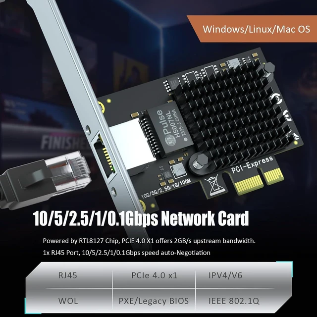 Alt view image 2 of 7 - LE8127T1(X1) 10Gb PCIe 4.0 x1 RJ45 Network Card