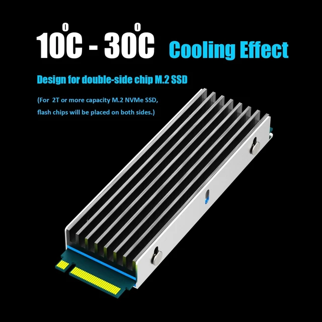 Alt view image 2 of 7 - 2-Pack M.2 SSD Heatsink for Single/Dual Sided NVMe/SATA SSD