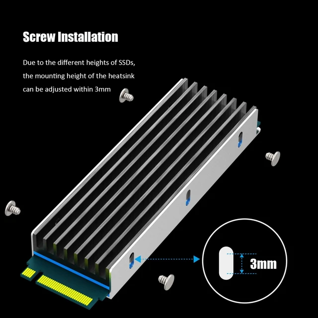 Alt view image 6 of 7 - 2-Pack M.2 SSD Heatsink for Single/Dual Sided NVMe/SATA SSD