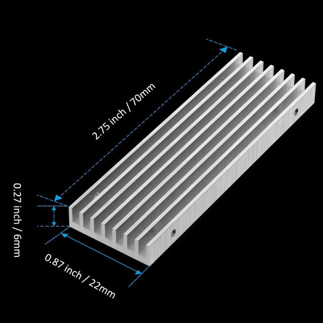 Alt view image 7 of 7 - M.2 SSD Heatsink for Single/Dual Sided NVMe/SATA SSD, Silver