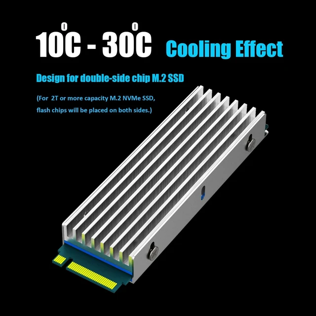 Alt view image 2 of 7 - M.2 SSD Heatsink for Single/Dual Sided NVMe/SATA SSD, Silver