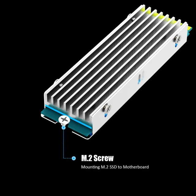 Alt view image 4 of 7 - M.2 SSD Heatsink for Single/Dual Sided NVMe/SATA SSD, Silver
