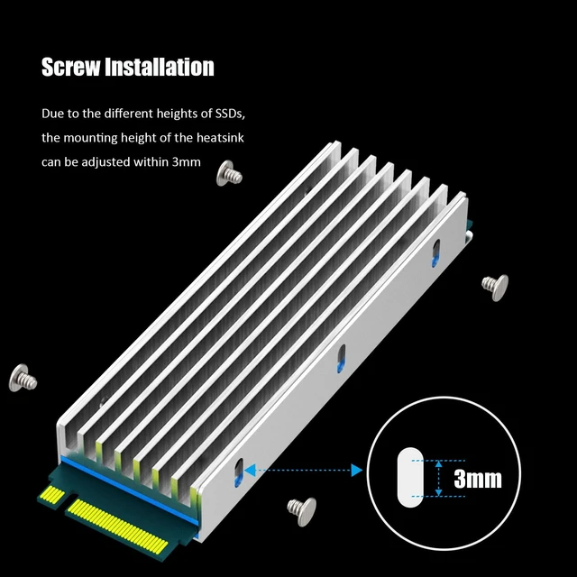 Alt view image 6 of 7 - M.2 SSD Heatsink for Single/Dual Sided NVMe/SATA SSD, Silver