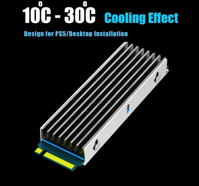 Alt view image 2 of 7 - M.2 SSD Heatsink for Single/Dual Sided NVMe/SATA SSD, Black