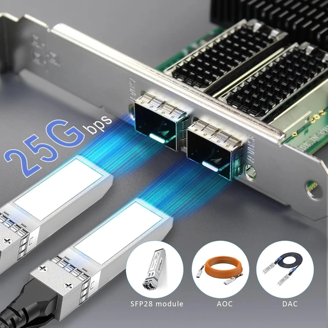 Alt view image 2 of 7 - 2-Port 25Gb PCIe Network Card, ConnectX-4 Lx, SFP28, RoCE RDMA