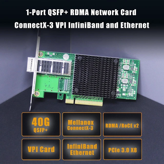 Alt view image 2 of 7 - 40Gb PCIe Network Card, ConnectX-3 VPI, FDR InfiniBand / 40GbE