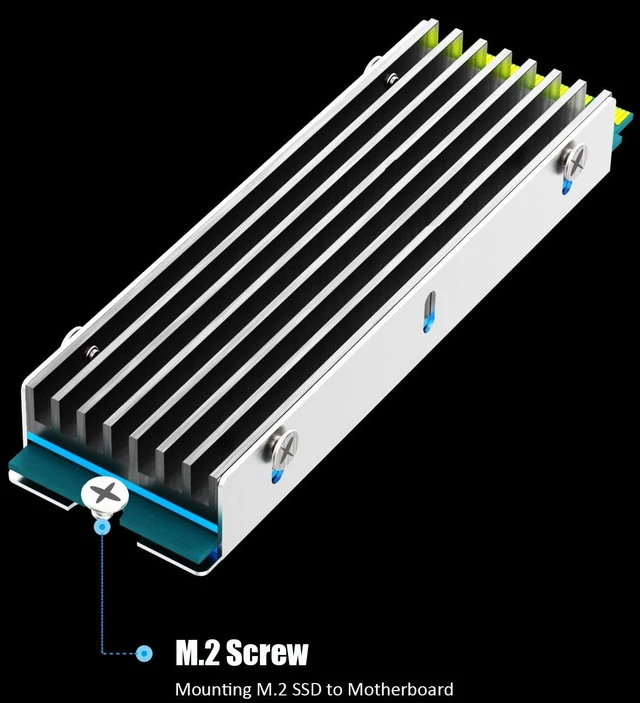 Alt view image 4 of 7 - M.2 SSD Heatsink for Single/Dual Sided NVMe/SATA SSD, Black