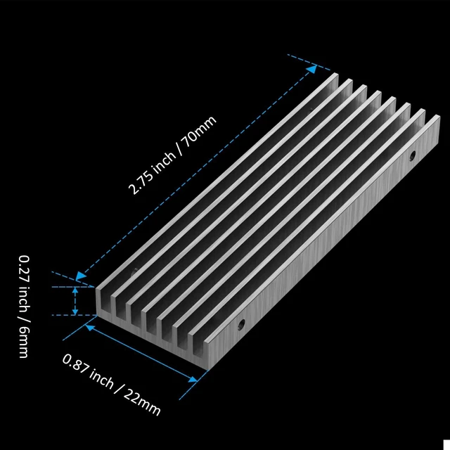 Alt view image 7 of 7 - M.2 SSD Heatsink for Single/Dual Sided NVMe/SATA SSD, Black