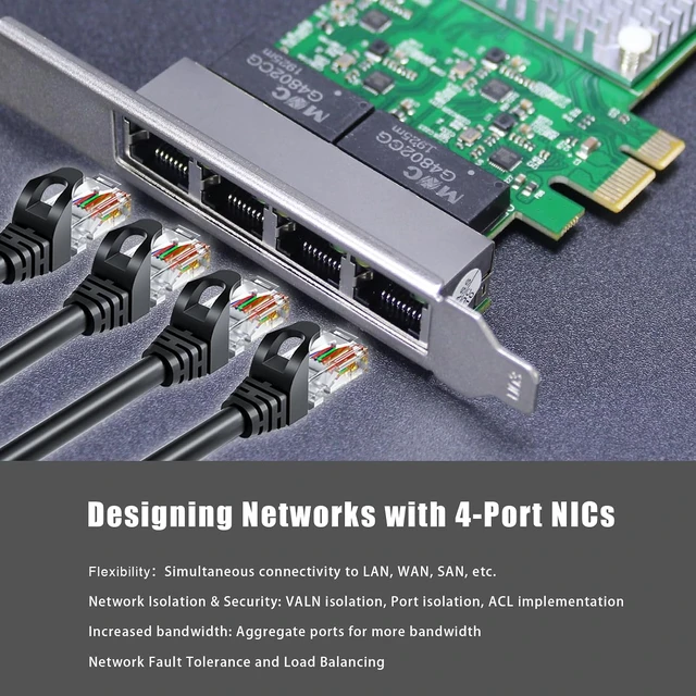 Alt view image 3 of 7 - ST7314 4-Port Gigabit PCIe Network Card, Quad RJ45 NIC