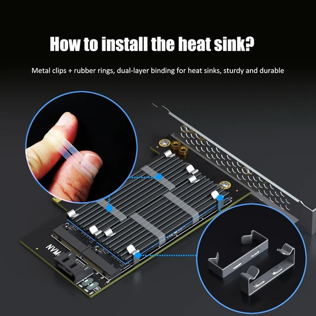 Alt view image 7 of 7 - PA12-HS M.2 PCIe 4.0 X4 Adapter NVMe + SATA SSD with Heatsinks