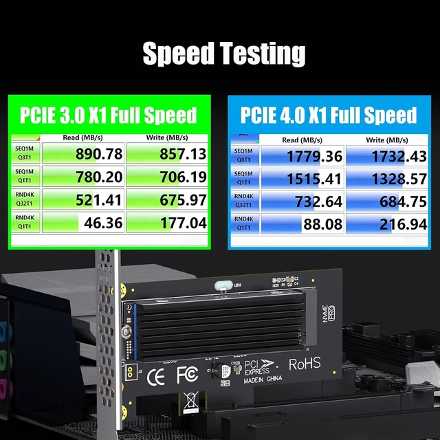 Alt view image 5 of 7 - PA09-X1HS M.2 NVMe to PCIe 4.0 X1 Adapter with Heatsink