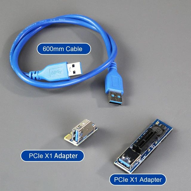 Alt view image 3 of 7 - UEX101 600mm PCIe 3.0 X1 Riser Cable for PCIe WiFi Card, M.2 PCIe Card, Firewire Card, USB PCIe Card, Sound Card, etc