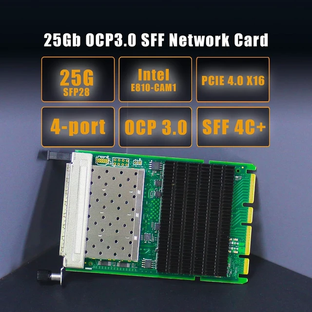 Alt view image 2 of 7 - ST7394 Quad-Port 25G SFP28 PCIe 4.0 Network Card, Intel E810