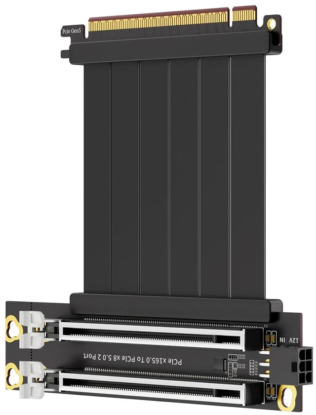Main image of 200mm PCIe 5.0 x16 to x8/x8 Splitter Riser Cable, Left Angle