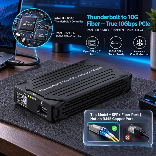 Alt view image 2 of 7 - ST7411 Thunderbolt 3 to 10Gb SFP+ Adapter, True 10Gbps PCIe