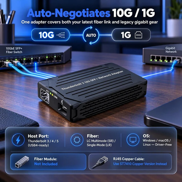 Alt view image 5 of 7 - ST7411 Thunderbolt 3 to 10Gb SFP+ Adapter, True 10Gbps PCIe