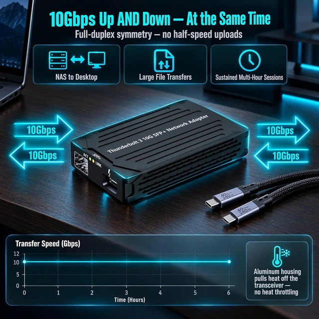 Alt view image 7 of 7 - ST7411 Thunderbolt 3 to 10Gb SFP+ Adapter, True 10Gbps PCIe