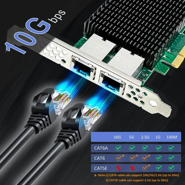 Alt view image 2 of 7 - ST7368 Dual 10GbE RJ45 Network Card, Intel X550-AT2, PCIe 3.0 x4