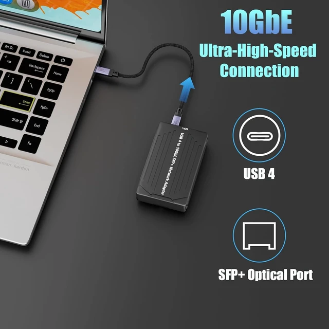 Alt view image 3 of 7 - ST7464 USB4 to 10GbE SFP+ Network Adapter for NAS/PC/Mac, Compatible with Thunderbolt 5/4/3, Support macOS/Linux (Not Windows)