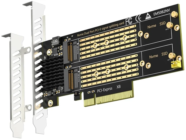 Main image of PA21 Dual M.2 NVMe SSD to PCIe 4.0 X8, Bifurcation Required