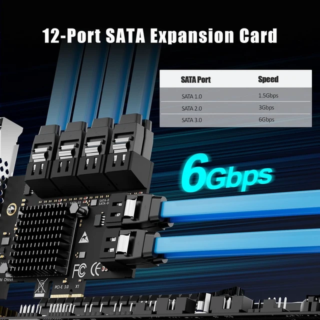 Alt view image 2 of 7 - SA3112C 12 Port PCIe SATA Expansion Card, SATA III 6Gbps, ASM1064