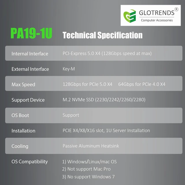 Alt view image 7 of 7 - PA19-1U M.2 NVMe SSD to PCIe 5.0 X4 Adapter with Heatsink