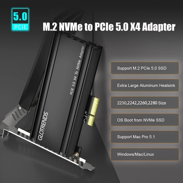 Alt view image 2 of 7 - PA18 M.2 NVMe to PCIe 5.0 X4 Adapter for M.2 NVMe SSD