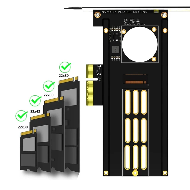 Alt view image 4 of 7 - PA18 M.2 NVMe to PCIe 5.0 X4 Adapter for M.2 NVMe SSD