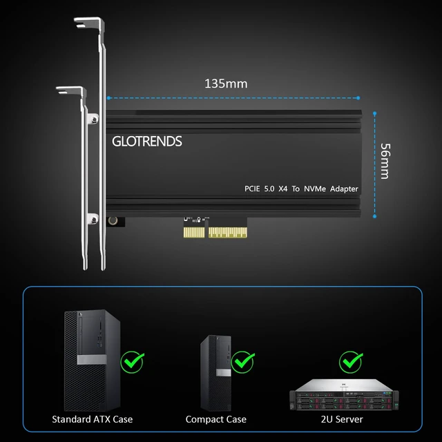 Alt view image 5 of 7 - PA18 M.2 NVMe to PCIe 5.0 X4 Adapter for M.2 NVMe SSD