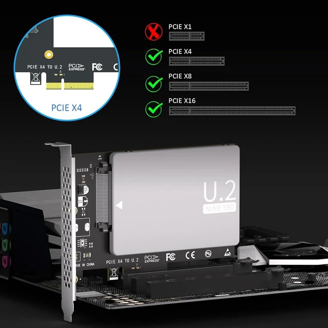 Alt view image 5 of 7 - PU11 U.2 (SFF-8639) to PCIe 4.0 X4 Adapter, 2.5" U.2 SSD