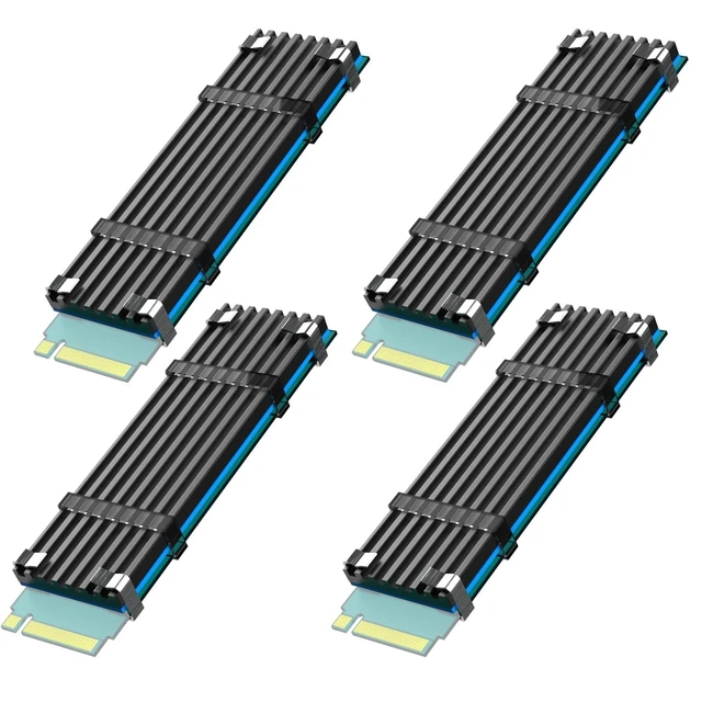 Alt view image 5 of 7 - PA41 Quad M.2 NVMe to PCIe 4.0 X16 Adapter with 4 Sets of M.2 Heatsink
