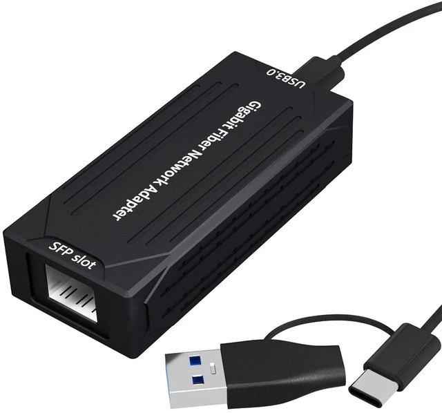 Main image of ST7293 USB 3.0 to Gigabit Fiber Ethernet Adapter, Type-C/A, SFP