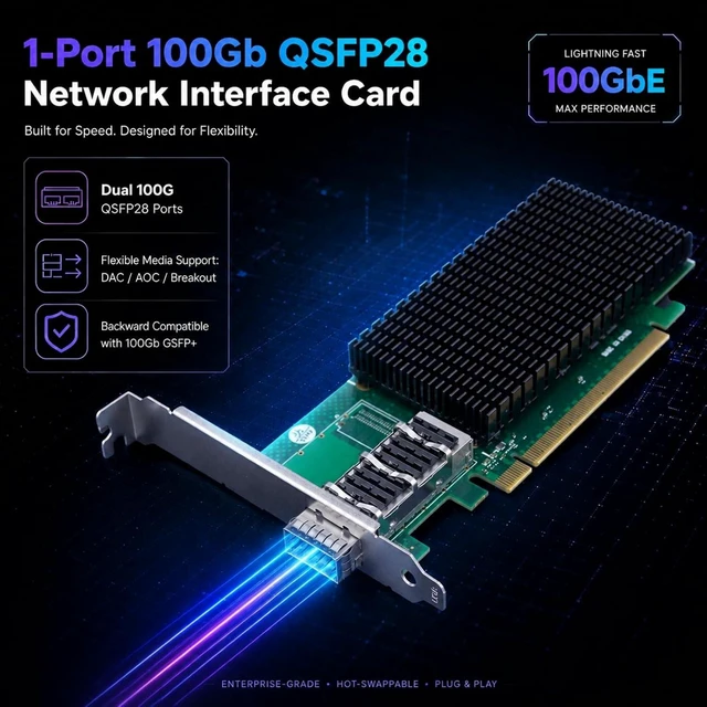 Alt view image 2 of 7 - ST7340 100GbE QSFP28 Network Card, Intel E810-CAM1, PCIe 4.0 x16